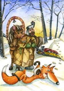 Дед-разиня, хитрая лиса и глупый волк Сказка