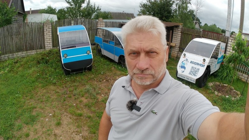 Белорусский веломобиль, поездка в непогоду. Belarusian velomobile, a trip in bad weather.