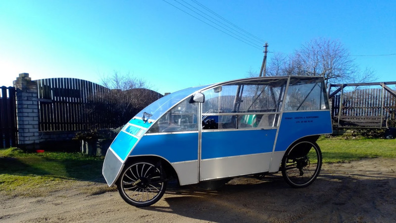 Электро веломобиль для деревни, поездка по делам. Electric village velomobile, business trip.