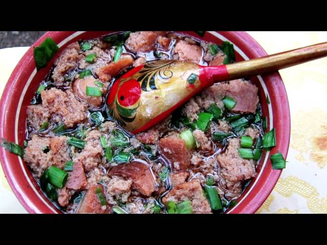 Русский рецепт - тюря с луком - холодный суп