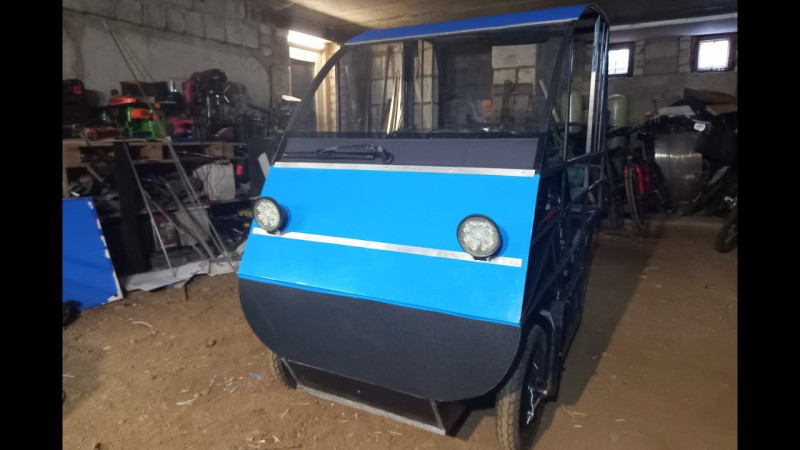 Белорусский веломобиль из китайского электроскутера. Belarusian velomobile from an electric scooter.